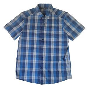 Arc’teryx Plaid Button Shirt Mens Medium Blue Outdoor Hiking Short Sleeve